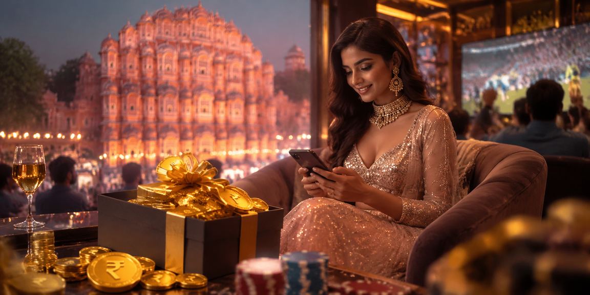 Player enjoying mobile casino experience at Jaipur Hawa Mahal